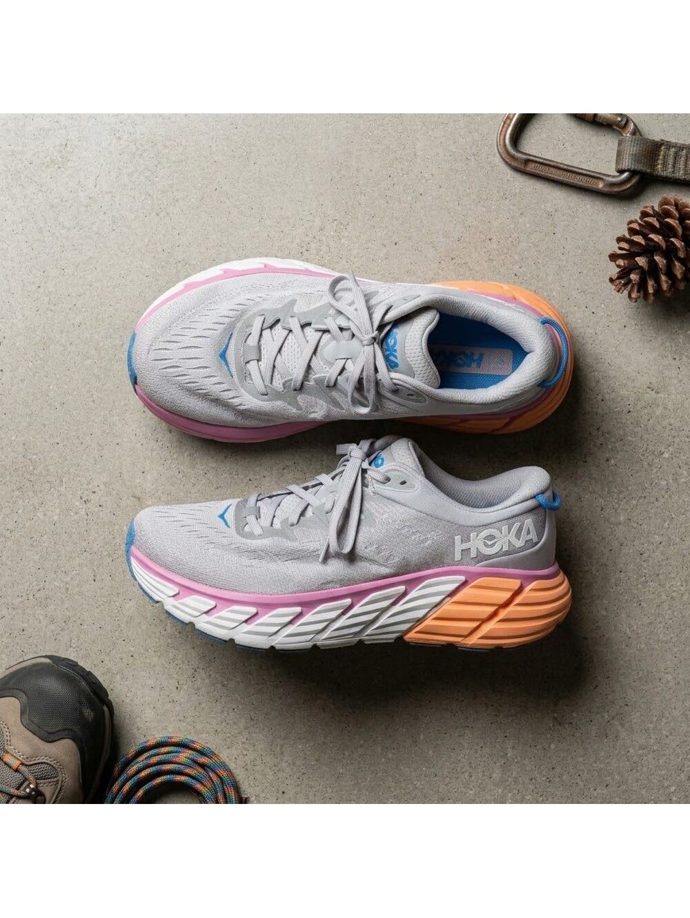 HOKA ONE ONE Gaviota 4 Womens US 10 Grey Pink Runnercore Chunky Dad Shoe